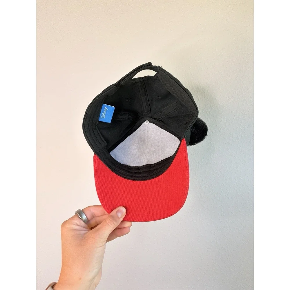Disney Mickey Mouse Toddler Adjustable Baseball Cap Hat Black/Red Plush Ears